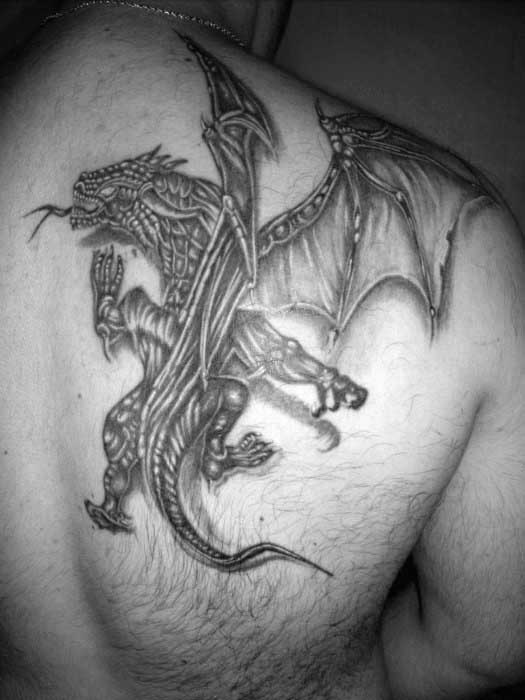 3D Dragon Male Soulder Blade纹身设计理念