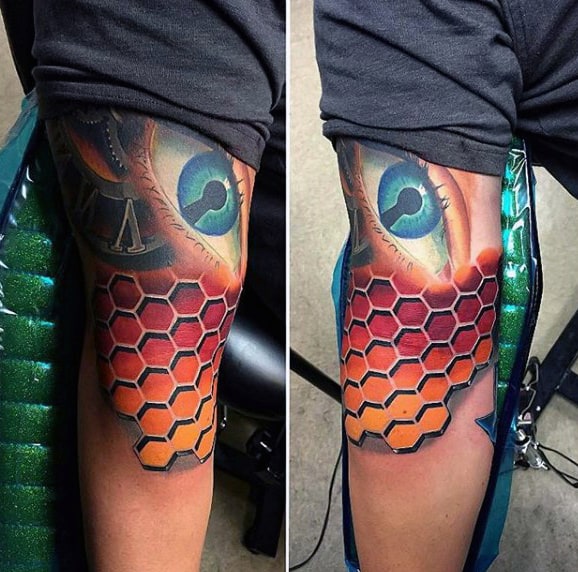 3D Honeycomb Guys Modern Arm纹身