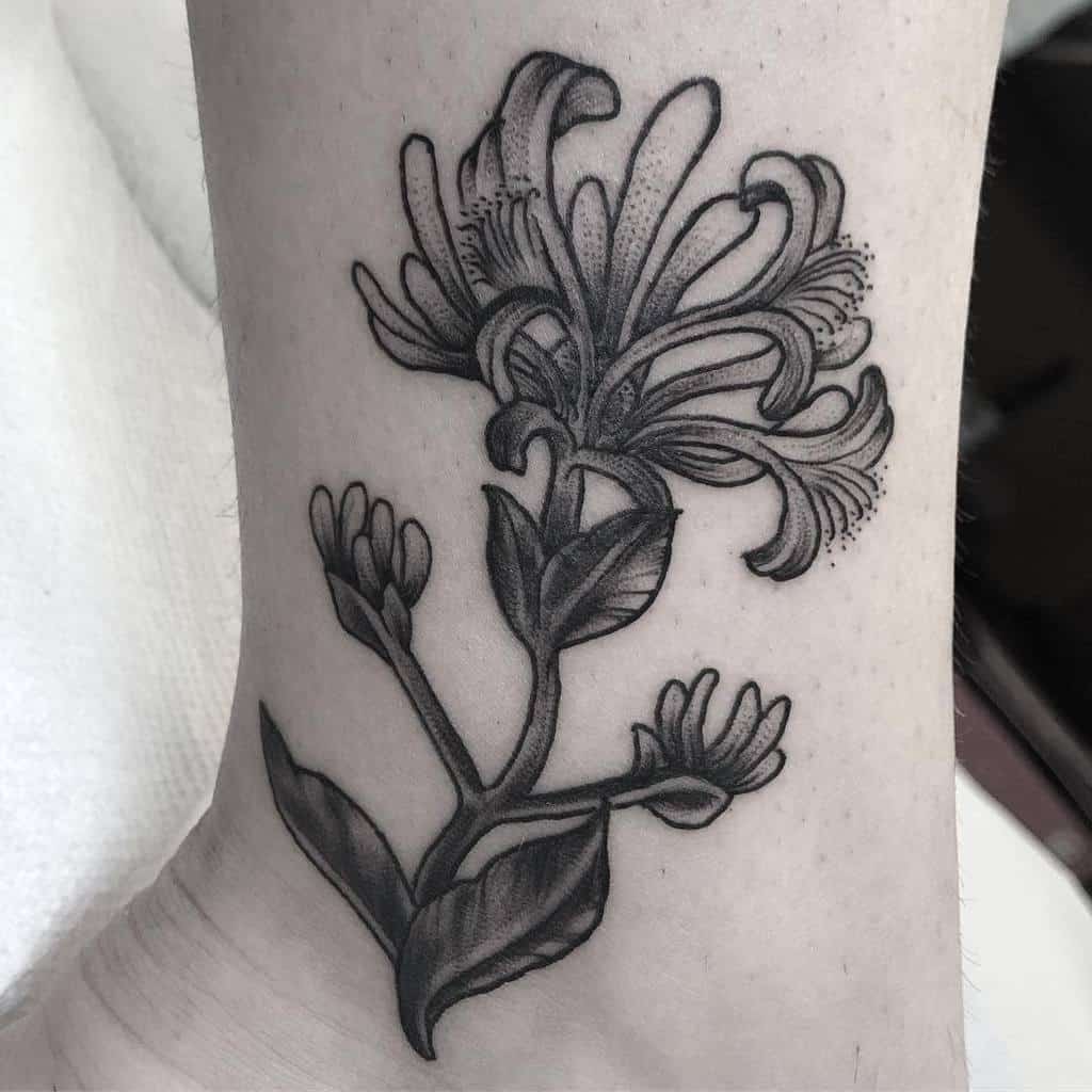脚踝忍冬纹Halfpinttattooer