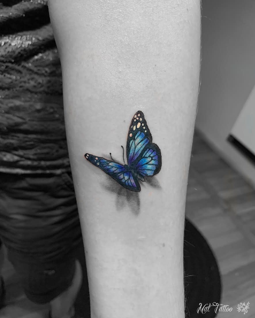 蓝色的蝴蝶纹身mat_tattoo 3 d