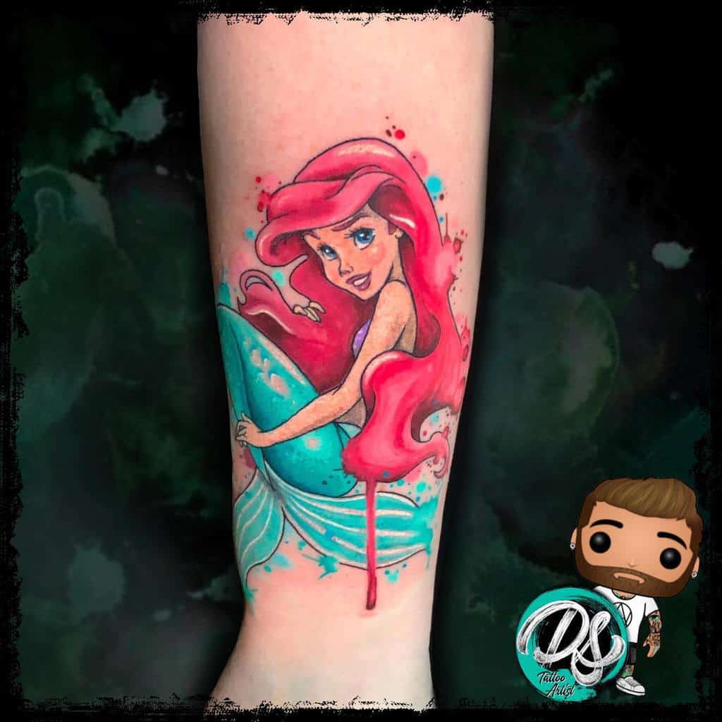 彩色的小美人鱼纹身Dannyscotttattooartist