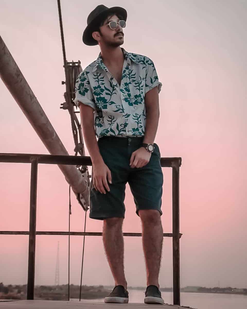 夏威夷衬衫和短裤Coachella服装男人-ahmed_bi