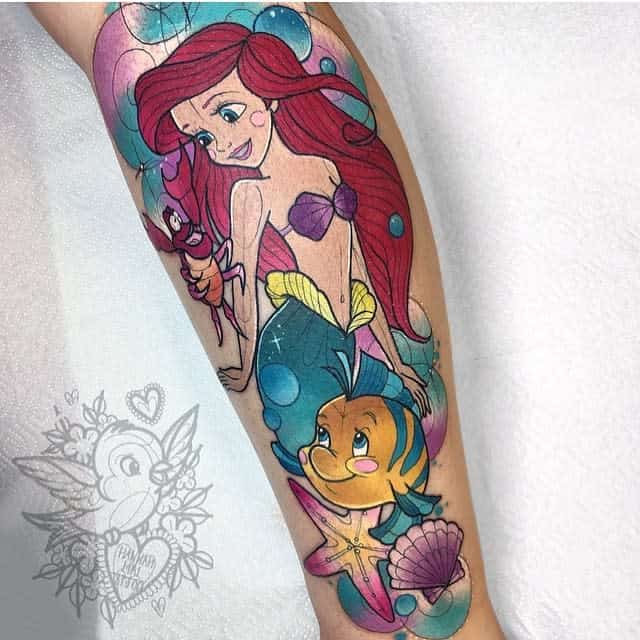 小美人鱼和朋友纹身Hannahmaitattoo