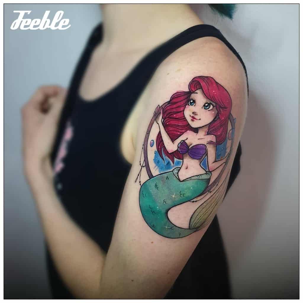 小美人鱼手臂SleeveTattoo Feebleink