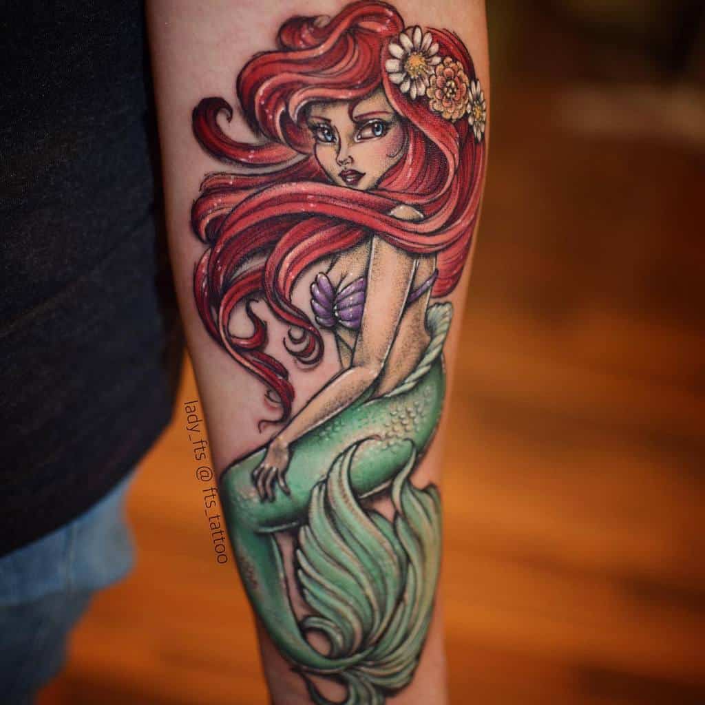 小美人鱼手臂SleeveTattoo女士罚球