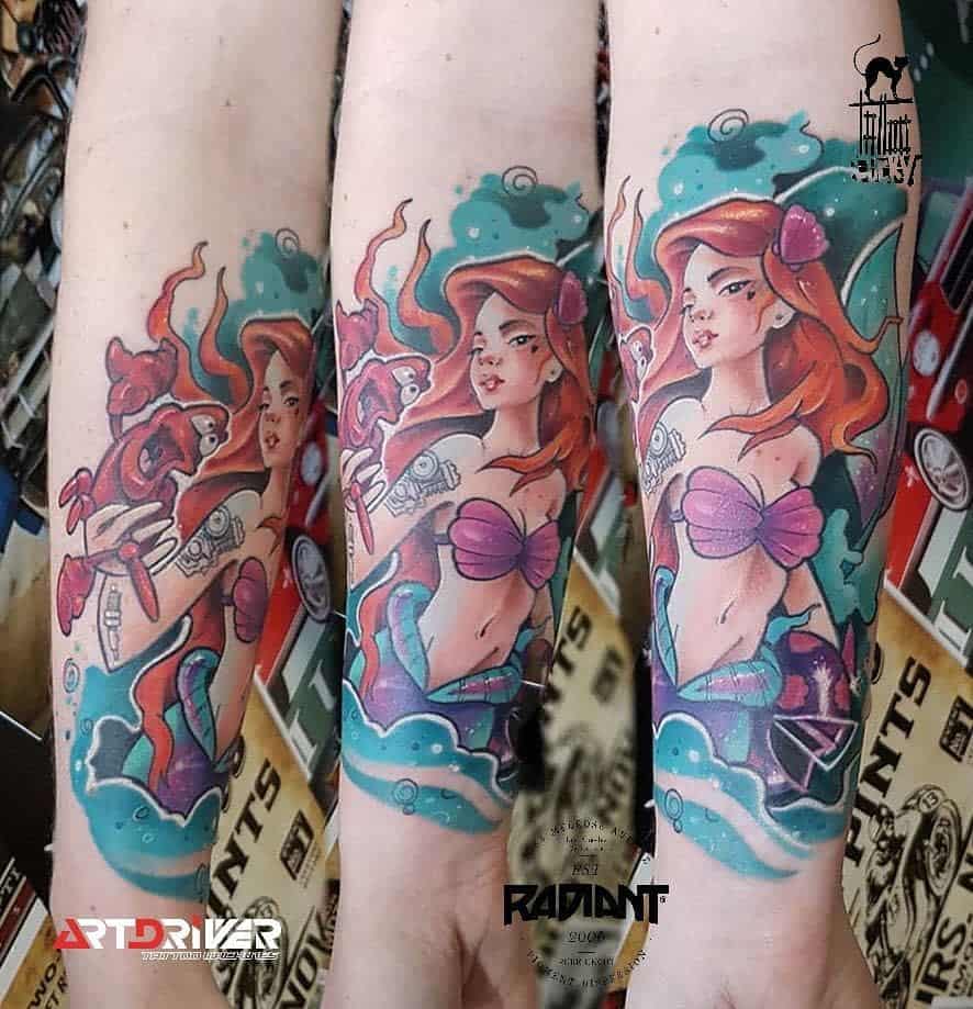 小美人鱼手臂SleeveTattoo Lucky.tattoo