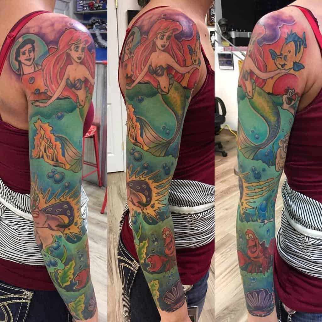 小美人鱼手臂SleeveTattoo Tattoosbykimo