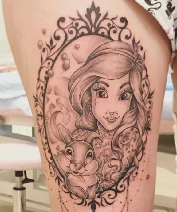 小美人鱼大腿纹身Lademoiselletatouee