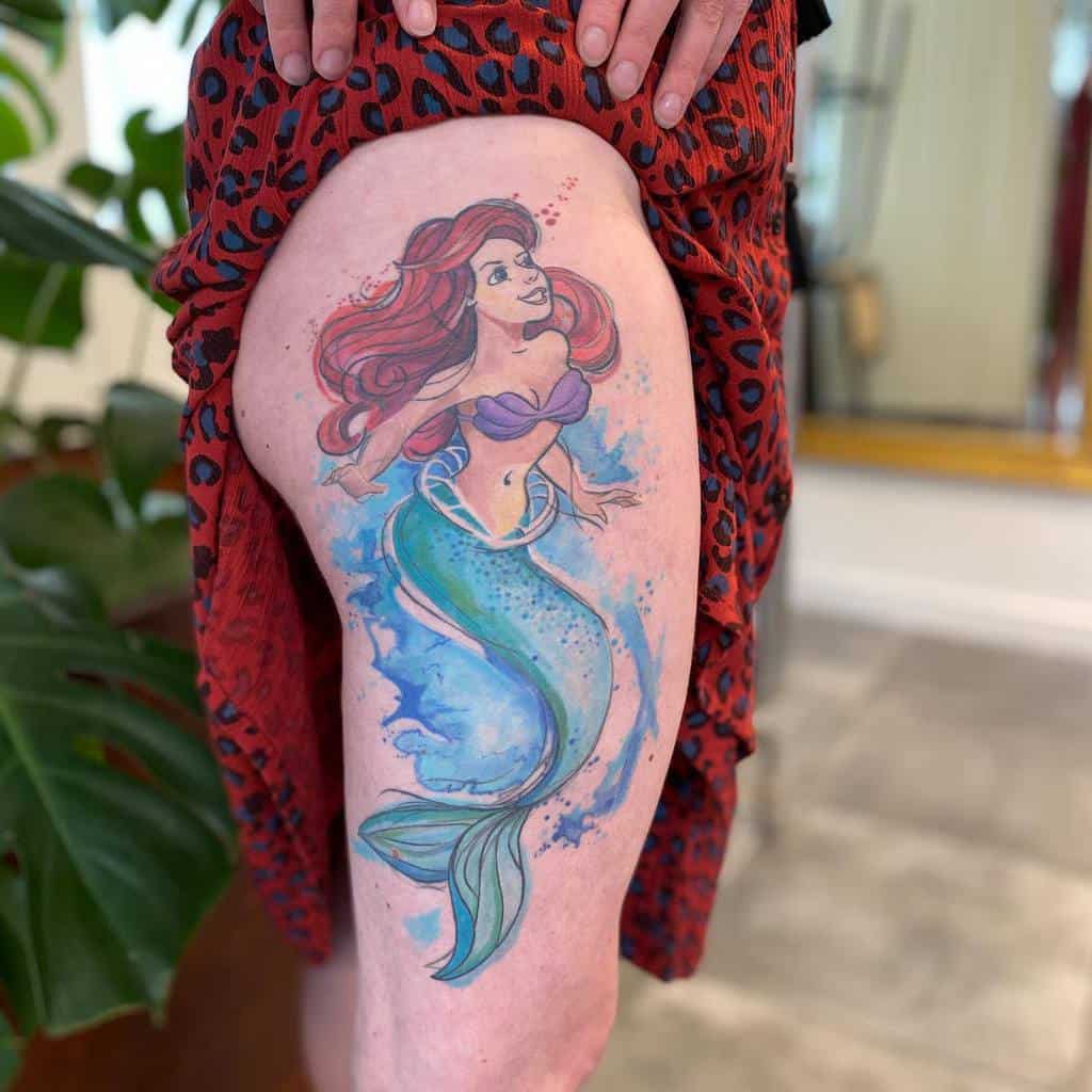 小美人鱼大腿纹身Tattoosbykliena