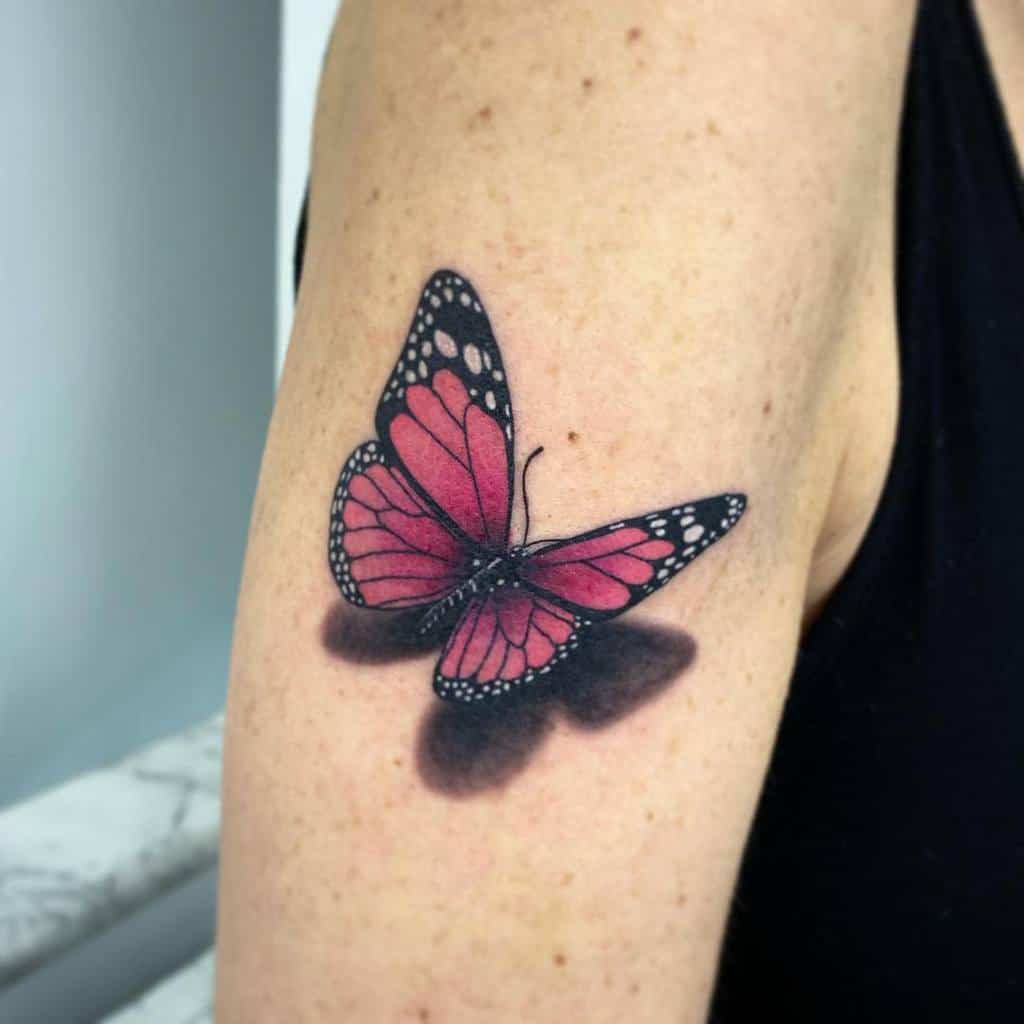 粉红色的蝴蝶纹身claude_le_tatoueur 3 d