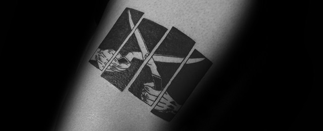 50名黑旗纹身墨水设计的男人——摇滚乐队的想法