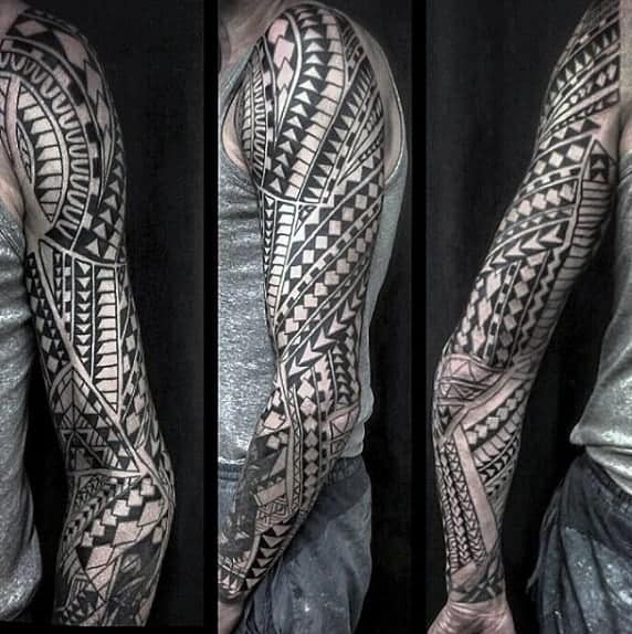 black-ink-male-tribal-tattoos-sleeve-designs