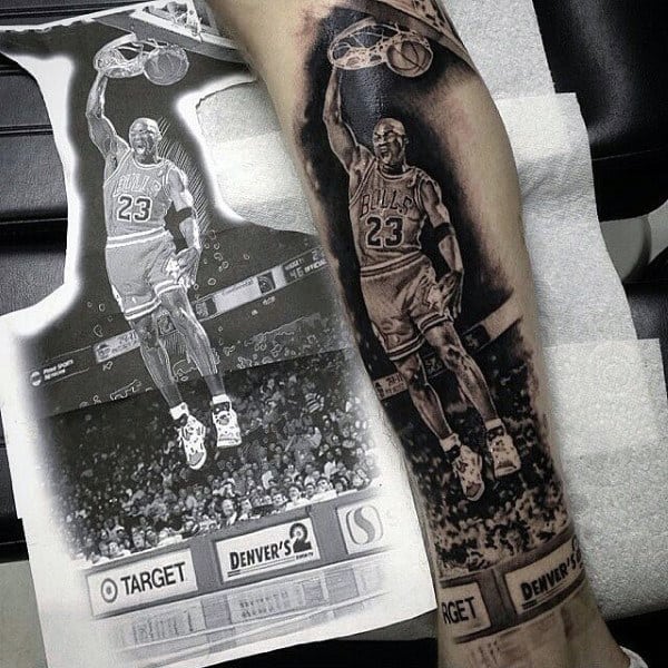 绅士与现代Micheal Jordan现实篮球纹身