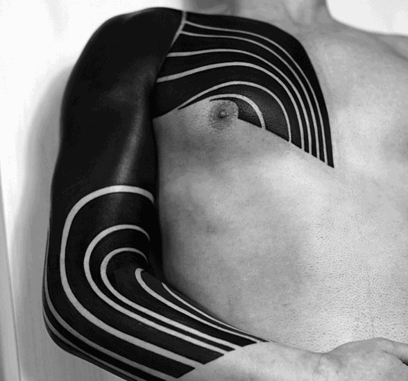 guys-blackout-sleeve-tattoos-with-negative-space-lines-design