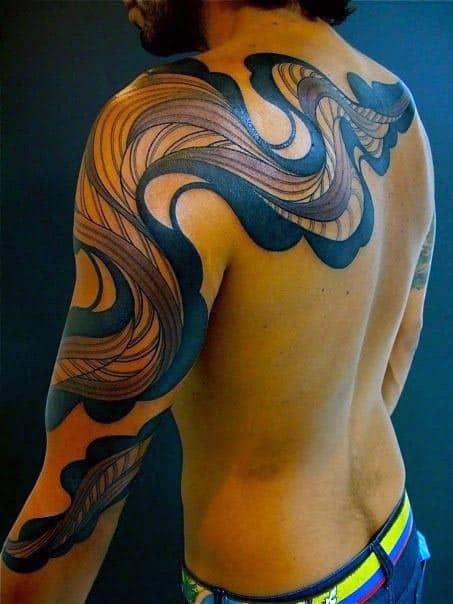 男人的袖子和3 d纹身