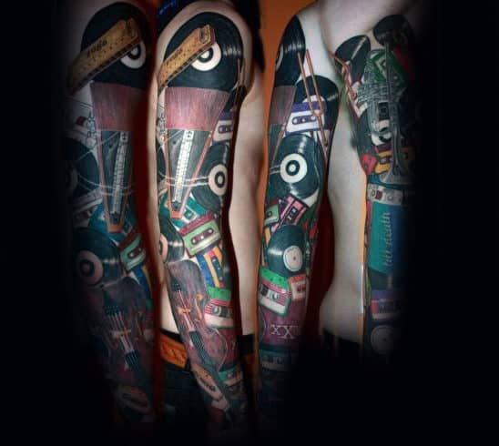 vintage-records-music-sleeve-mens-tattoo-ideas