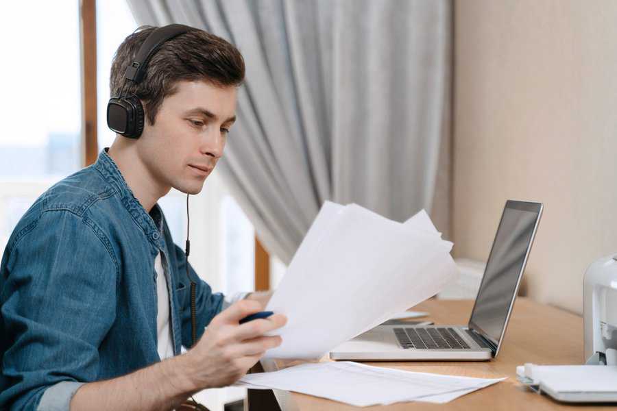 微笑,学生,穿着,耳机,学习,上网,Skype,老师,,幸福